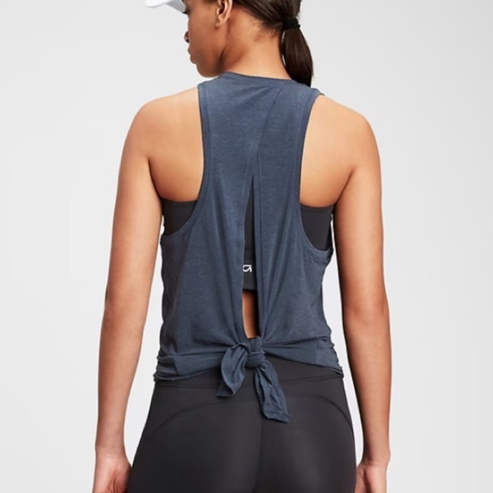 GAP Fit Breathe Dark Blue Tie Back Tank Top Size Small